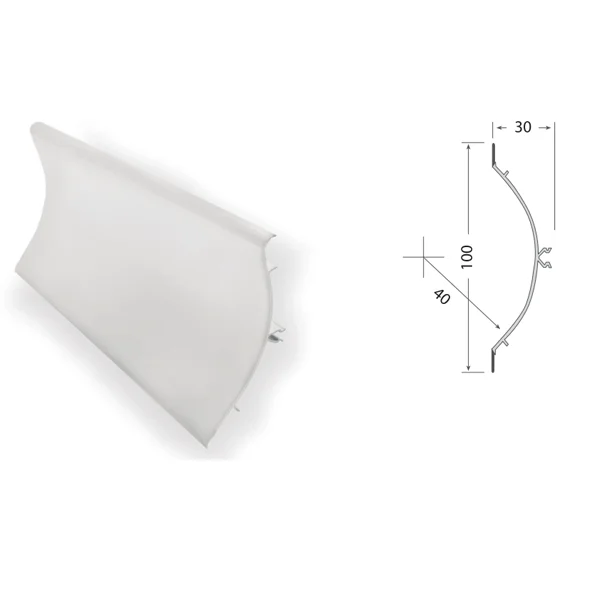 PERFIL SANITARIO CURVO DE PVC C/LABIOS FLEXIBLES P290 INCL ÁNGULO  X 4MT - CAFF