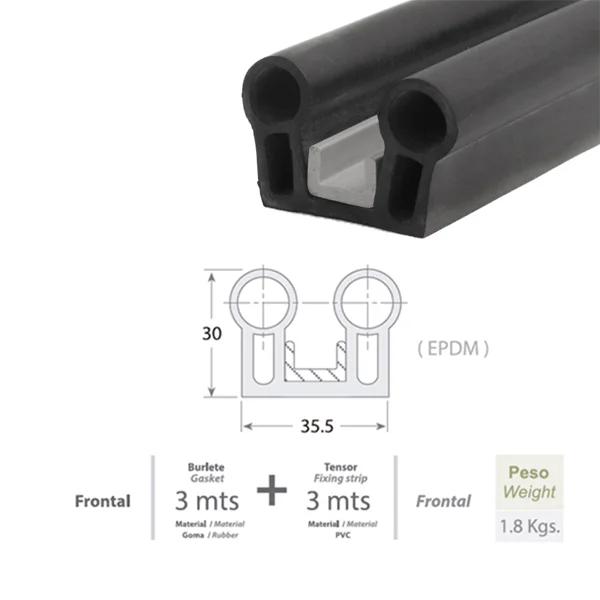 BURLETE/ EMPAQUETADURA 3340 FRONTAL X 3MTS+ 3MTS TENSOR - CAFF